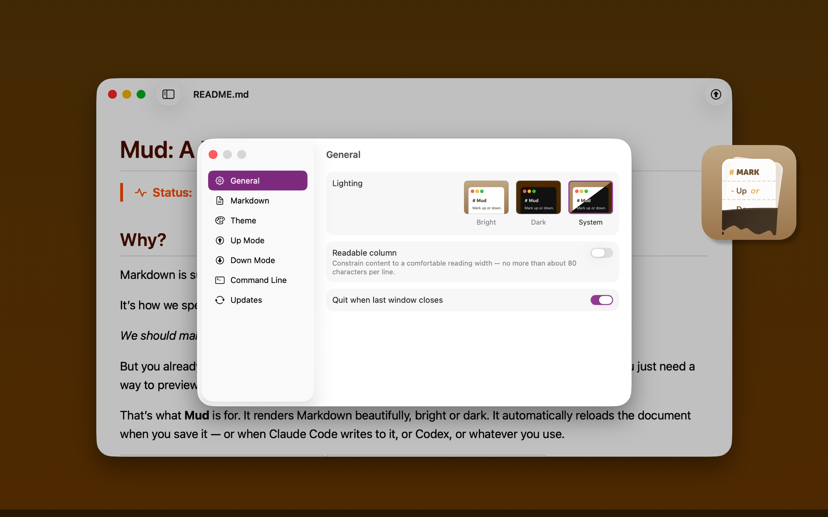 Screenshot: Settings > General